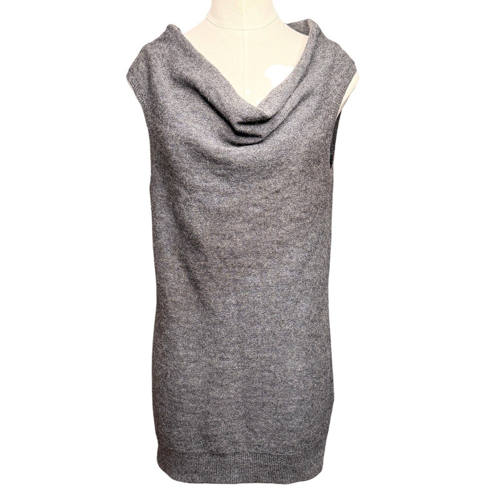 Ralph Lauren Rugby Sweater Vest Womens M Gray Alpaca Wool Cowl Neck Knit Tunic